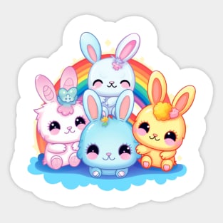 Kawaii Bunnies Rainbow Pride Squadron Sticker